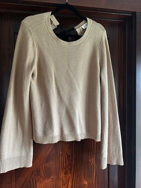 Candace Cameron Bure Tan Crewneck Knit Sweater
